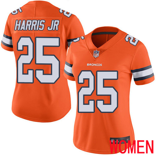 Women Denver Broncos #25 Chris Harris Jr Limited Orange Rush Vapor Untouchable Football NFL Jersey
